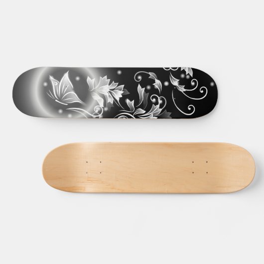 Zwarte en witte vlindervlindervlinder persoonlijk skateboard (Horizontaal)