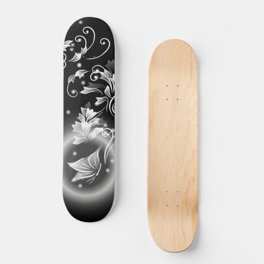 Zwarte en witte vlindervlindervlinder persoonlijk skateboard (Voorkant)