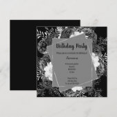 ZWARTE EN WITTE VLOEISTOFFEN VAN LIJST BIRTHDAAGSE KAART (Voorkant / Achterkant)