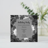 ZWARTE EN WITTE VLOEISTOFFEN VAN LIJST BIRTHDAAGSE KAART (Staand voorkant)
