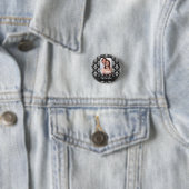 Zwarte en witte vocht ronde button 3,2 cm (In situ)