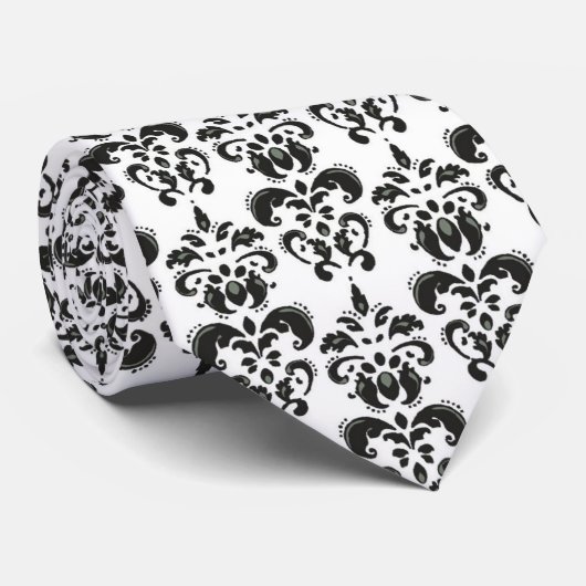 Zwarte en witte vocht stropdas (Opgerold)