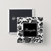 Zwarte en witte vocht vierkante button 5,1 cm (Voorkant /achterkant)