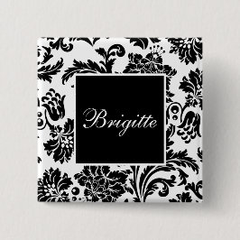 Zwarte en witte vocht vierkante button 5,1 cm