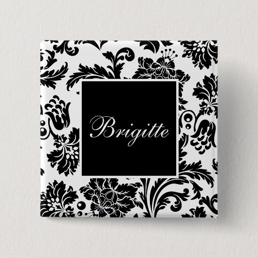 Zwarte en witte vocht vierkante button 5,1 cm (Voorkant)