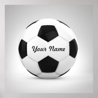 Zwarte en Witte Voetbal Persoonlijke naam Poster
