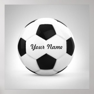 Zwarte en Witte Voetbal Persoonlijke naam Poster