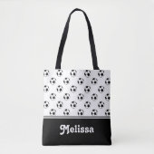 Zwarte en witte Voetballen | Gepersonaliseerd Tote Bag (Voorkant)