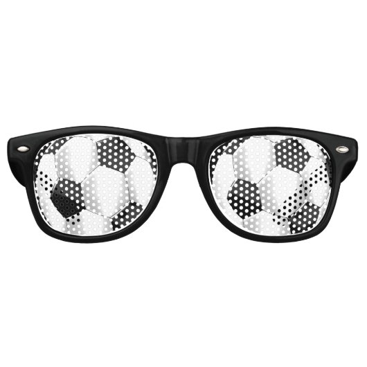 Zwarte en witte Voetballen Retro Zonnebril (Voorkant)