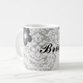 zwarte en witte vogel bloeien koffiemok (Voorkant links)