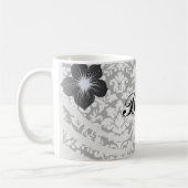 zwarte en witte vogel bloeien koffiemok (Links)
