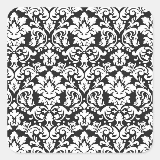 zwarte en witte vogel bloeien vierkante sticker (Voorkant)