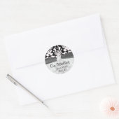 zwarte en witte vogel bruiloft ronde sticker (Envelop)