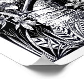 Zwarte en witte vogelinkttekening poster (Hoek)