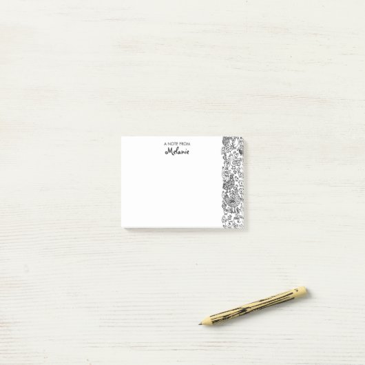 Zwarte en witte vogels illustratie gepersonaliseer post-it® notes (Op bureau)