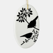 Zwarte en witte vogels keramisch ornament (Rechts)