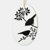 Zwarte en witte vogels keramisch ornament (Links)