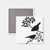 Zwarte en witte vogels magneet (Voorkant / Achterkant)