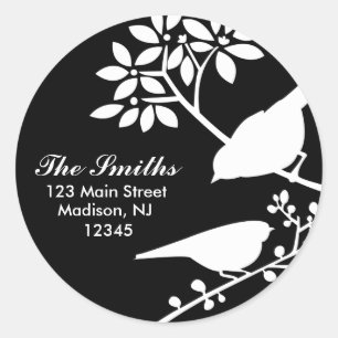 Zwarte en witte vogels ronde sticker