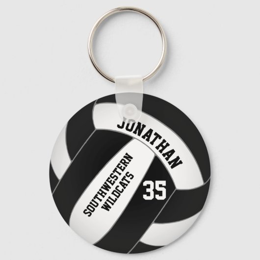 zwarte en witte volleybalploeg kleuren jongens sleutelhanger (Voorkant)