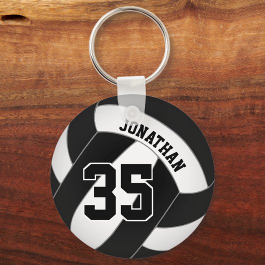 zwarte en witte volleybalteamgeest sleutelhanger (Achterkant)