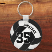 zwarte en witte volleybalteamgeest sleutelhanger (Voorkant)