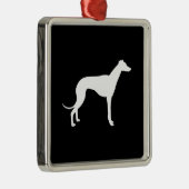 Zwarte en witte vorm van de Greyhound Metalen Ornament (Rechts)