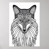 zwarte en witte vos | AI Art Poster (Voorkant)