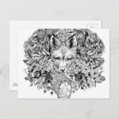 Zwarte en witte vos in het bos briefkaart (Voorkant / Achterkant)