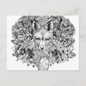 Zwarte en witte vos in het bos briefkaart (Voorkant)