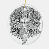 Zwarte en witte vos in het bos keramisch ornament (Links)
