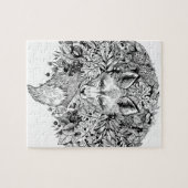 Zwarte en witte vos in het bos legpuzzel (Horizontaal)