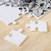 Zwarte en witte vos in het bos legpuzzel (Zijkant)