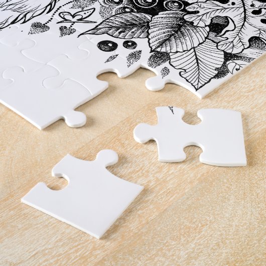 Zwarte en witte vos in het bos legpuzzel (Zijkant)