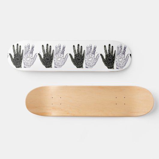 Zwarte en Witte Vriendschapshanden Skateboard (Horizontaal)