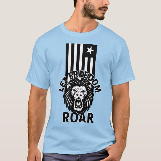 ZWARTE EN WITTE VRIJHEID PATRIOT LION T-SHIRT (Voorkant)