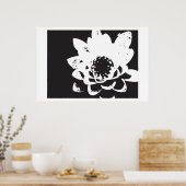 zwarte en witte waterlelie poster (Keuken)