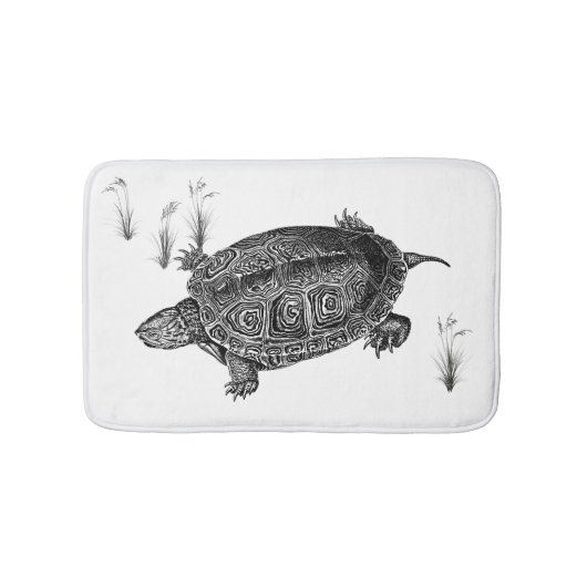 Zwarte en witte waterschildpad badmat (Voorkant)