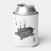 Zwarte en witte waterschildpad blikjeskoeler (Blikje Voorkant)