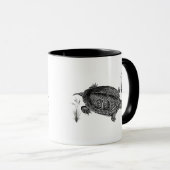 Zwarte en witte waterschildpad mok (Voorkant rechts)