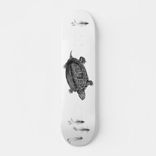 Zwarte en witte waterschildpad persoonlijk skateboard (Voorkant)