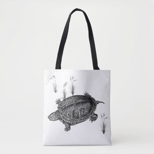 Zwarte en witte waterschildpad tote bag (Voorkant)