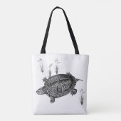 Zwarte en witte waterschildpad tote bag (Achterkant)