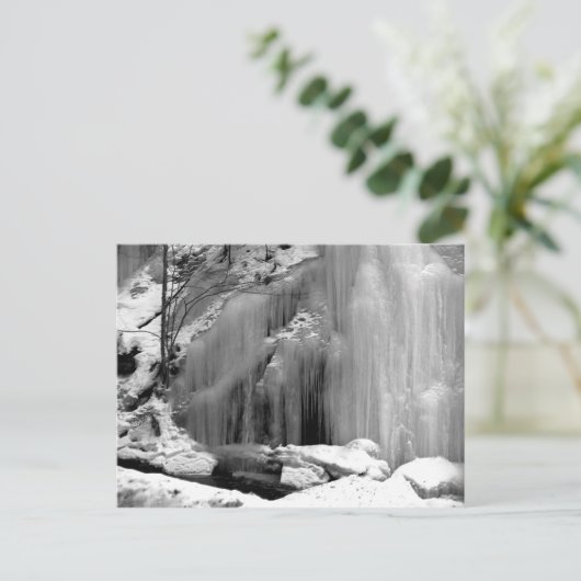 Zwarte en witte waterval briefkaart (Staand voorkant)
