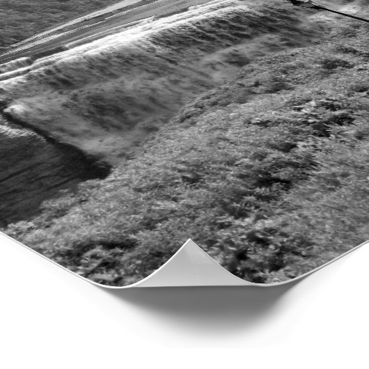 Zwarte en witte watervalfoto poster (Hoek)