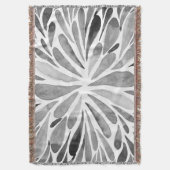 Zwarte en witte waterverf abstracte floruitbarstin deken (Voorkant Verticaal)