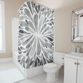 Zwarte en witte waterverf abstracte floruitbarstin douchegordijn (In situ)