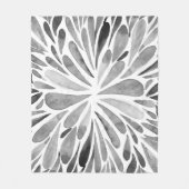 Zwarte en witte waterverf abstracte floruitbarstin fleece deken (Voorkant)