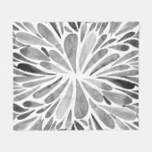 Zwarte en witte waterverf abstracte floruitbarstin fleece deken (Voorkant (Horizontaal))