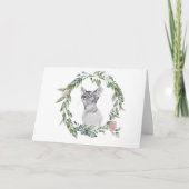 Zwarte en witte Waterverf Groene roze Floral Kaart (Voorkant)